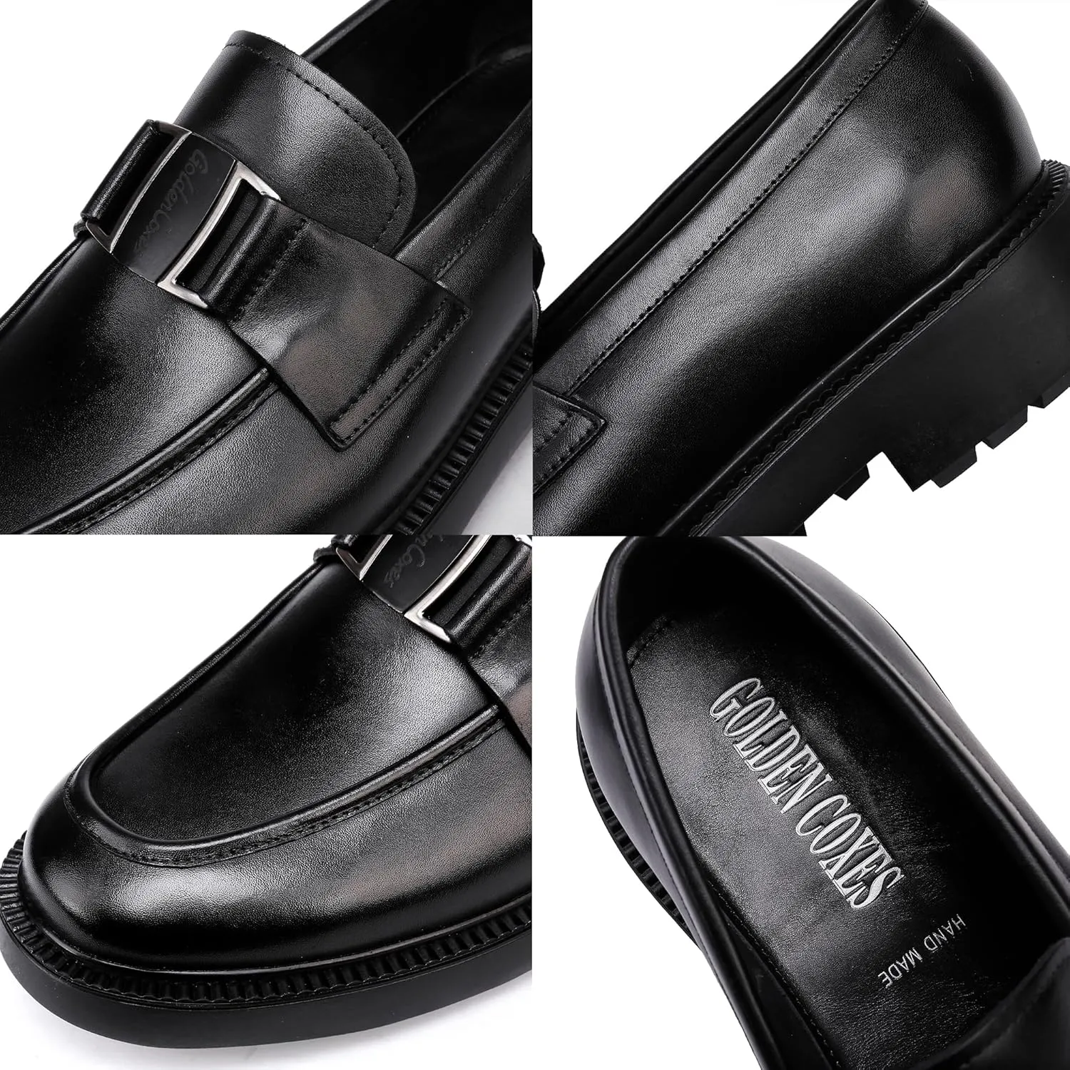 Mens Genuine Leather Dress Shoes Casual Buckle Business Dress Loafer Formal Slip On Penny Party Loafer Shoes for Men