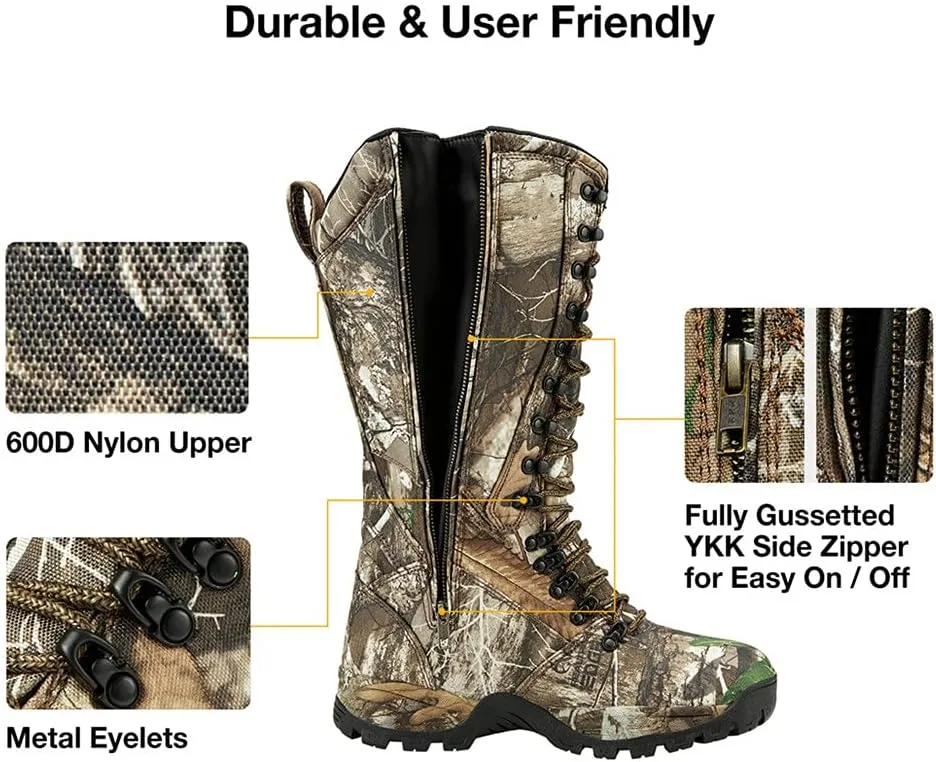 Men's Hunting Boot, Insulated 600D Durable Shoes, Nylon Anti-Slip Breathable Side-Zip Camo Tactical Boot