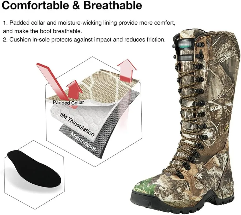Men's Hunting Boot, Insulated 600D Durable Shoes, Nylon Anti-Slip Breathable Side-Zip Camo Tactical Boot