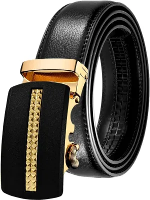 Men's leather Slide Ratchet Belt Casual with Automatic Buckle For Men Dress Pant Shirt Micro Adjustable