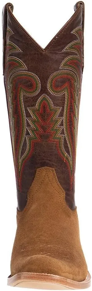 Men's Midnight Blue Roughout 13" Winter White Cowhide Top Cutter Toe Cowboy Boots