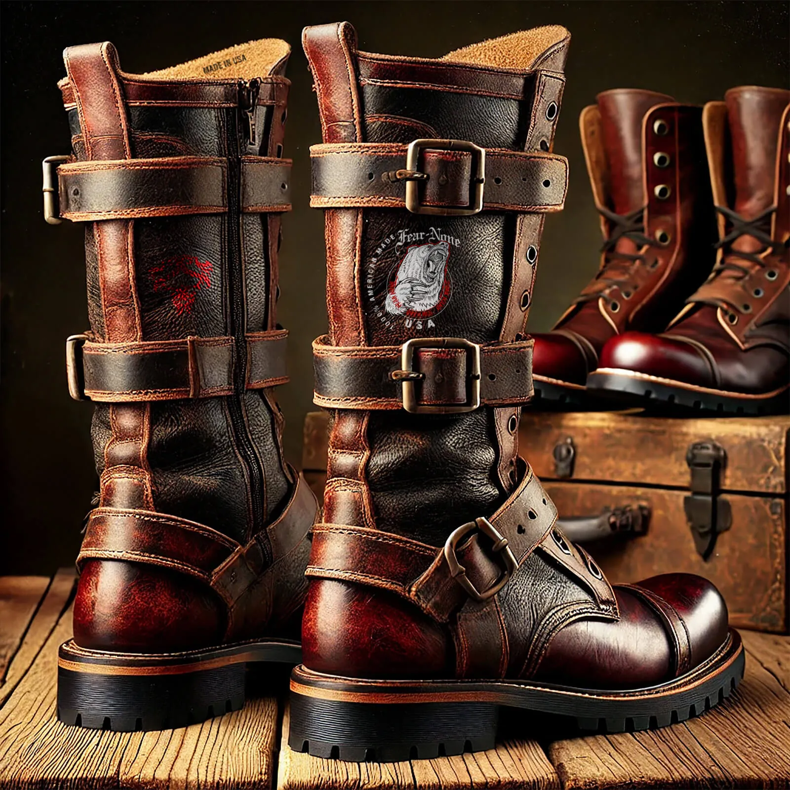 Men's "Bad-ASS" USA Hand Made Bear Leather Rider Boot