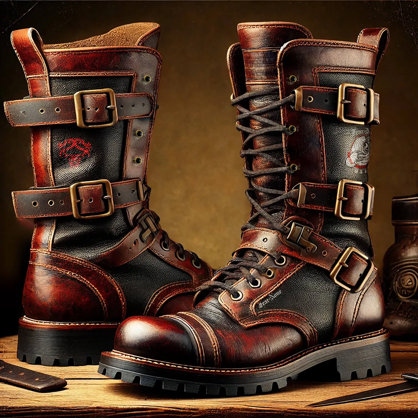 Men's "Bad-ASS" USA Hand Made Bear Leather Rider Boot