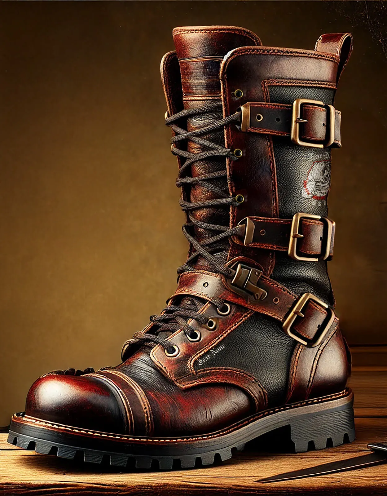 Men's "Bad-ASS" USA Hand Made Bear Leather Rider Boot