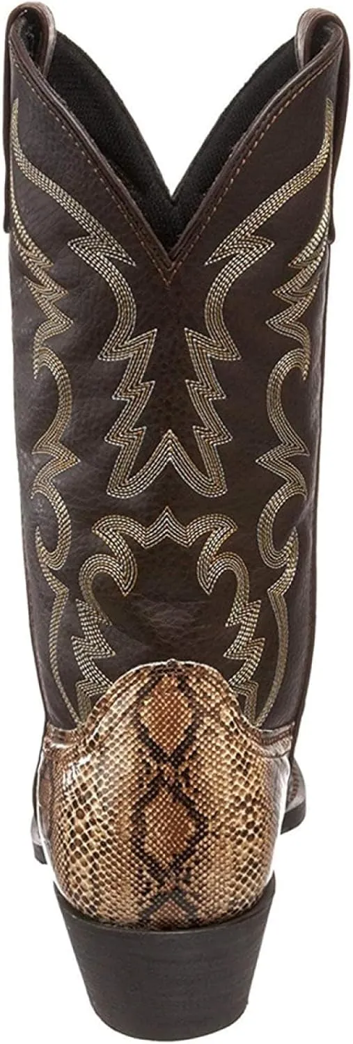 Men's Snake Skin Cowboy Boots, Square Toe, Distressed, Embroidered, Western, Snakeskin, Casual, All Seasons