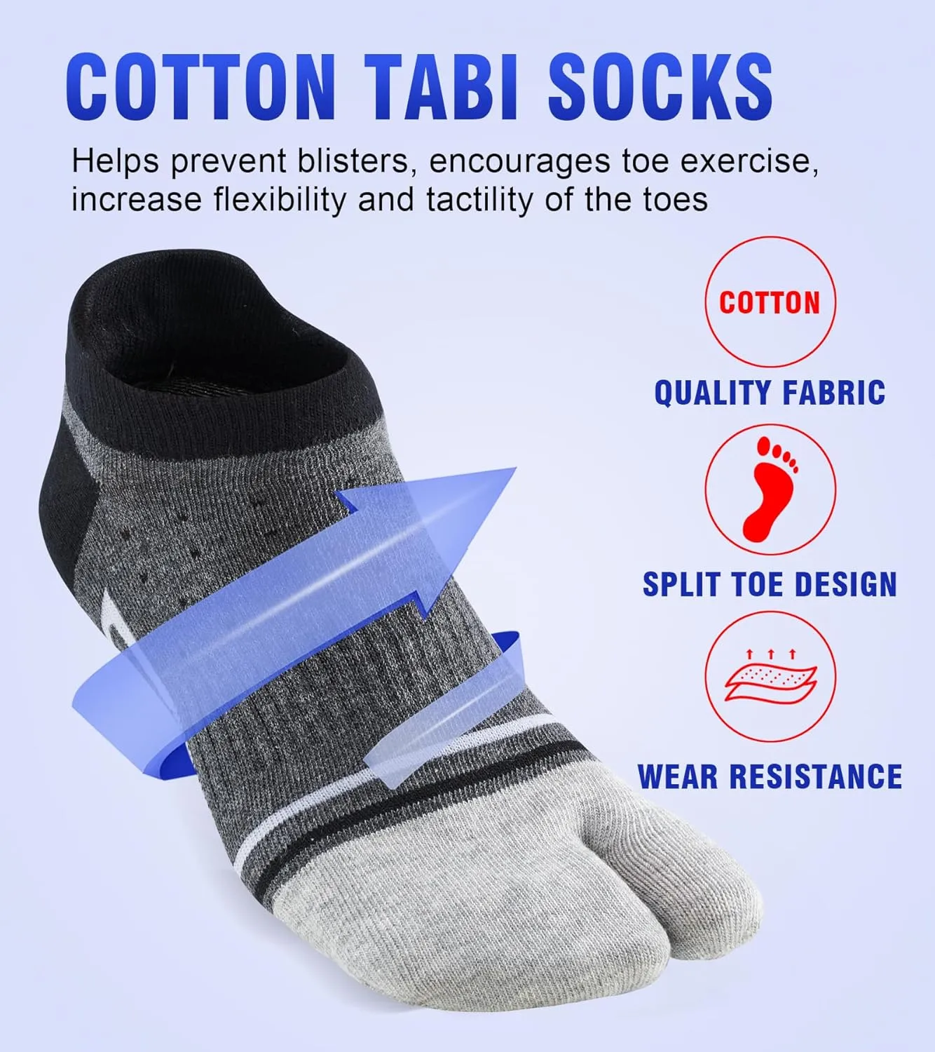 Men's Tabi Socks Flip Flop Split Toe Big Toe Cotton Athletic 4 Pack 6 Pack