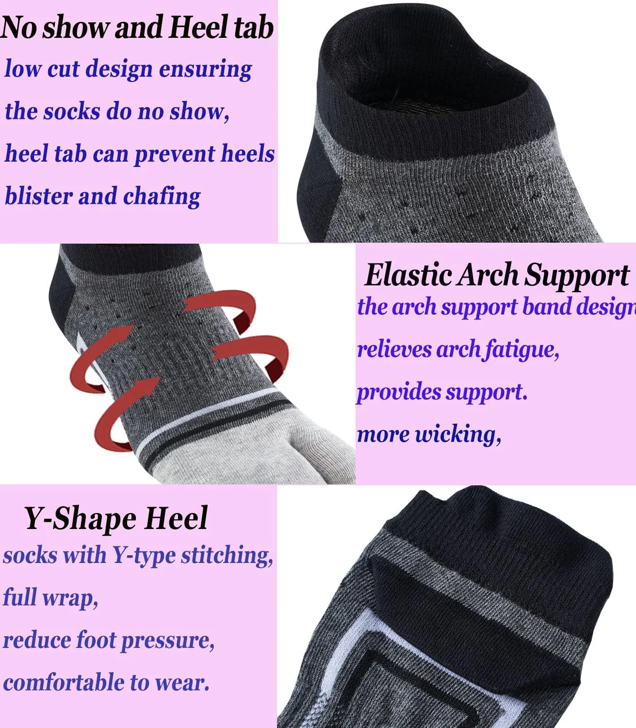 Men's Tabi Socks Flip Flop Split Toe Big Toe Cotton Athletic 4 Pack 6 Pack