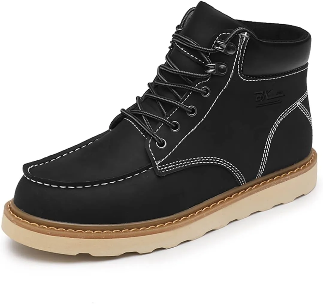 MENS Work Boot High-tops Slip Resistant Protective Leather Shoes Outdoor Sports Fluffing Warm Shoes In Winter Cotton-padded Shose.