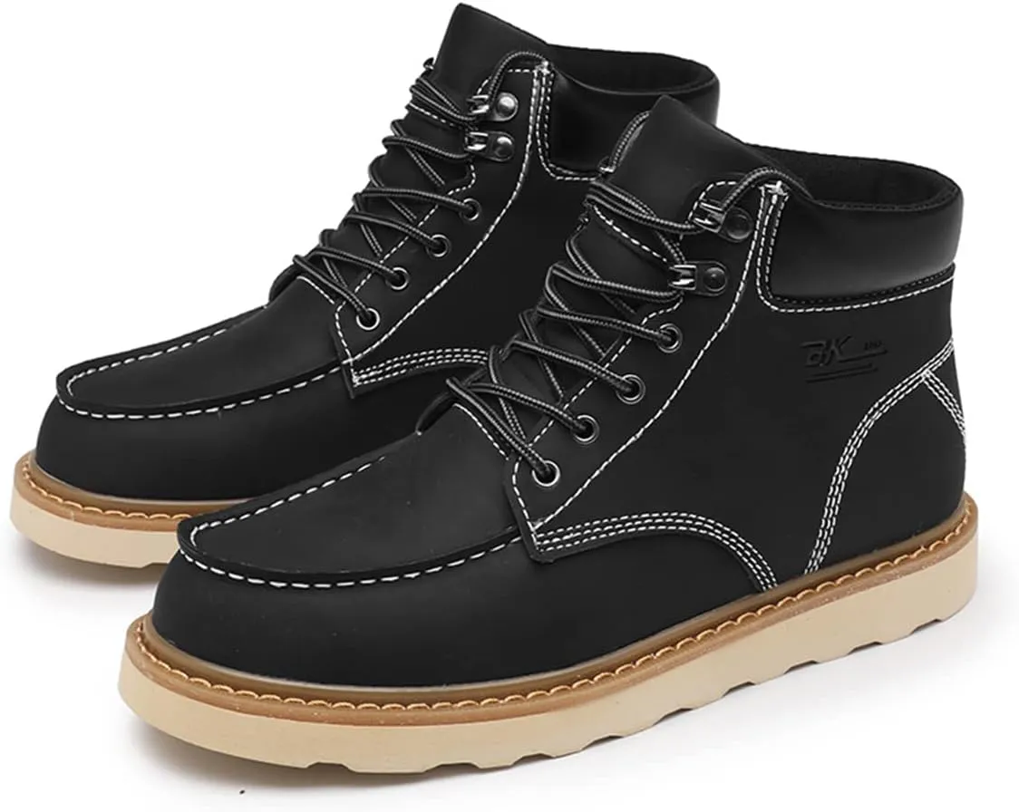MENS Work Boot High-tops Slip Resistant Protective Leather Shoes Outdoor Sports Fluffing Warm Shoes In Winter Cotton-padded Shose.
