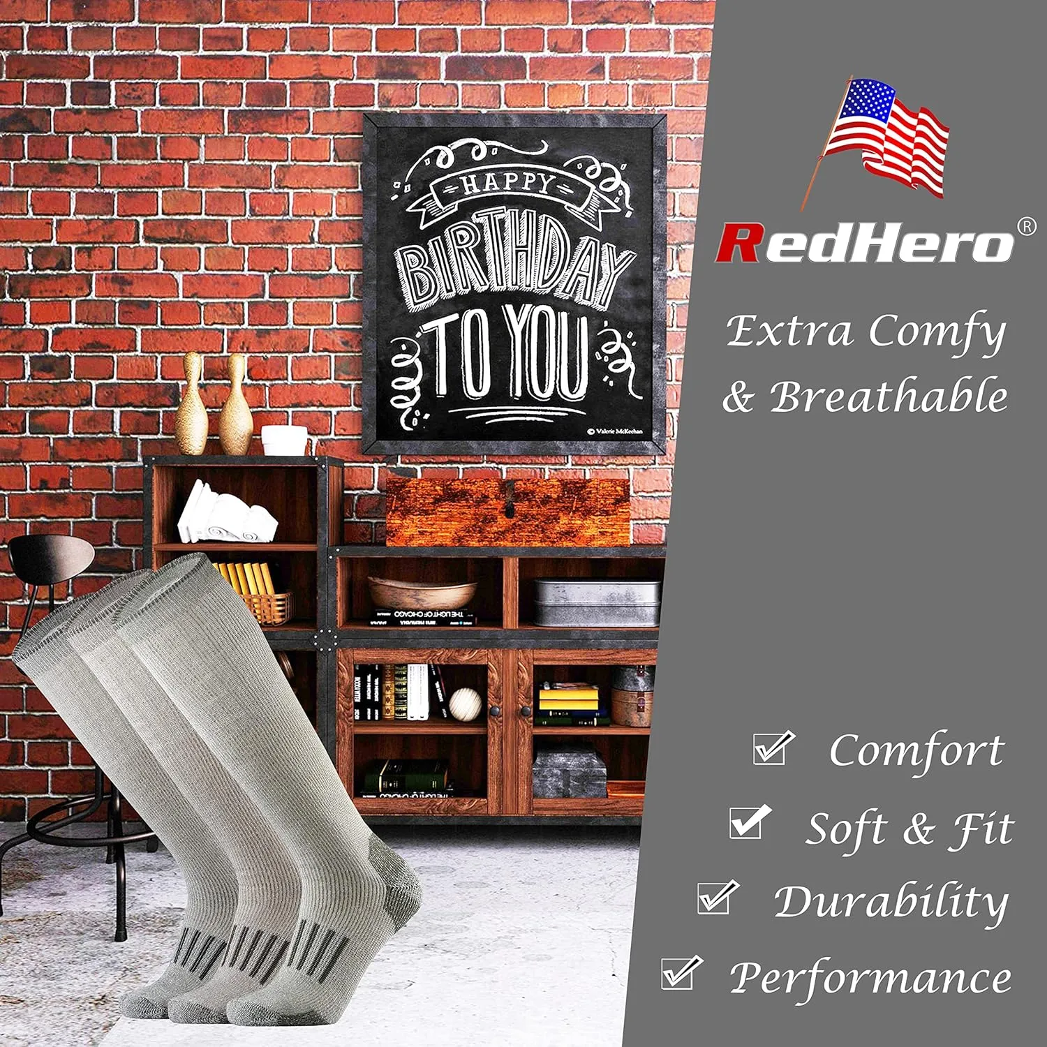 Merino Wool Over the Calf Socks for Men Hiking Hunting Ski Snowboarding Knee High Boot Warm Thick Cold Weather Winter