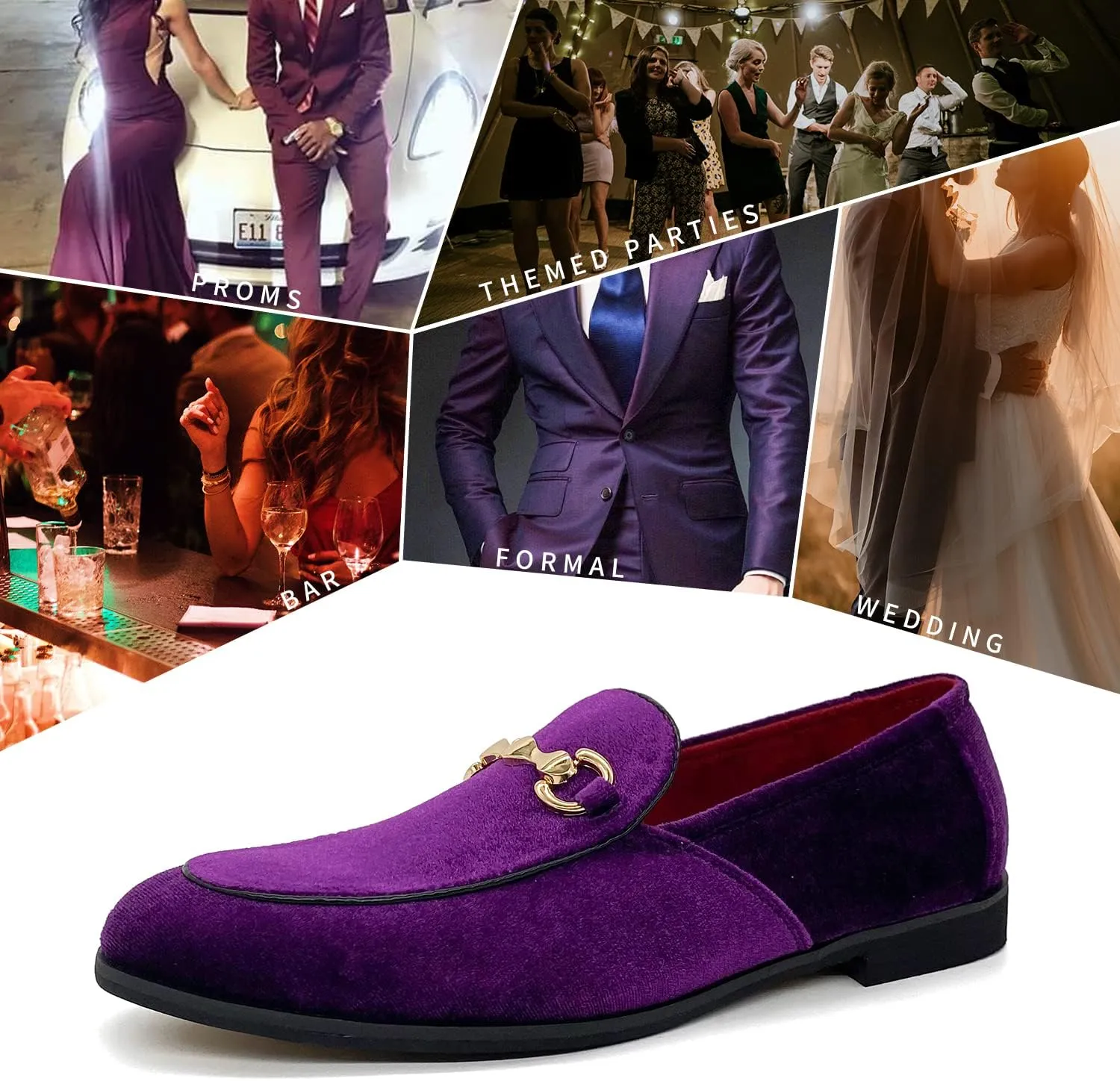 MHB Men's Multiple Colors Velvet Loafer Slip-on Tuxedo Dress Shoes Glitter Suede Smoking Slipper