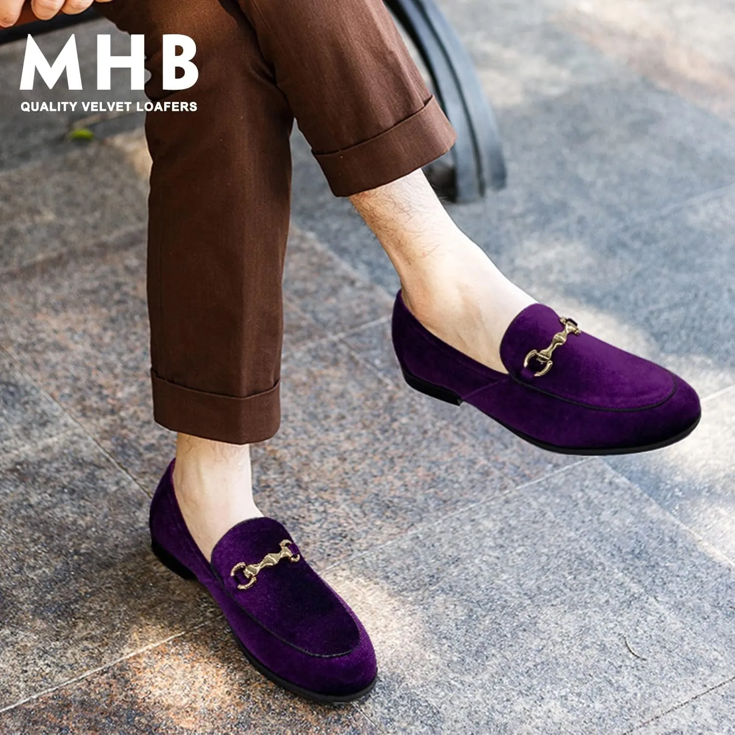 MHB Men's Multiple Colors Velvet Loafer Slip-on Tuxedo Dress Shoes Glitter Suede Smoking Slipper