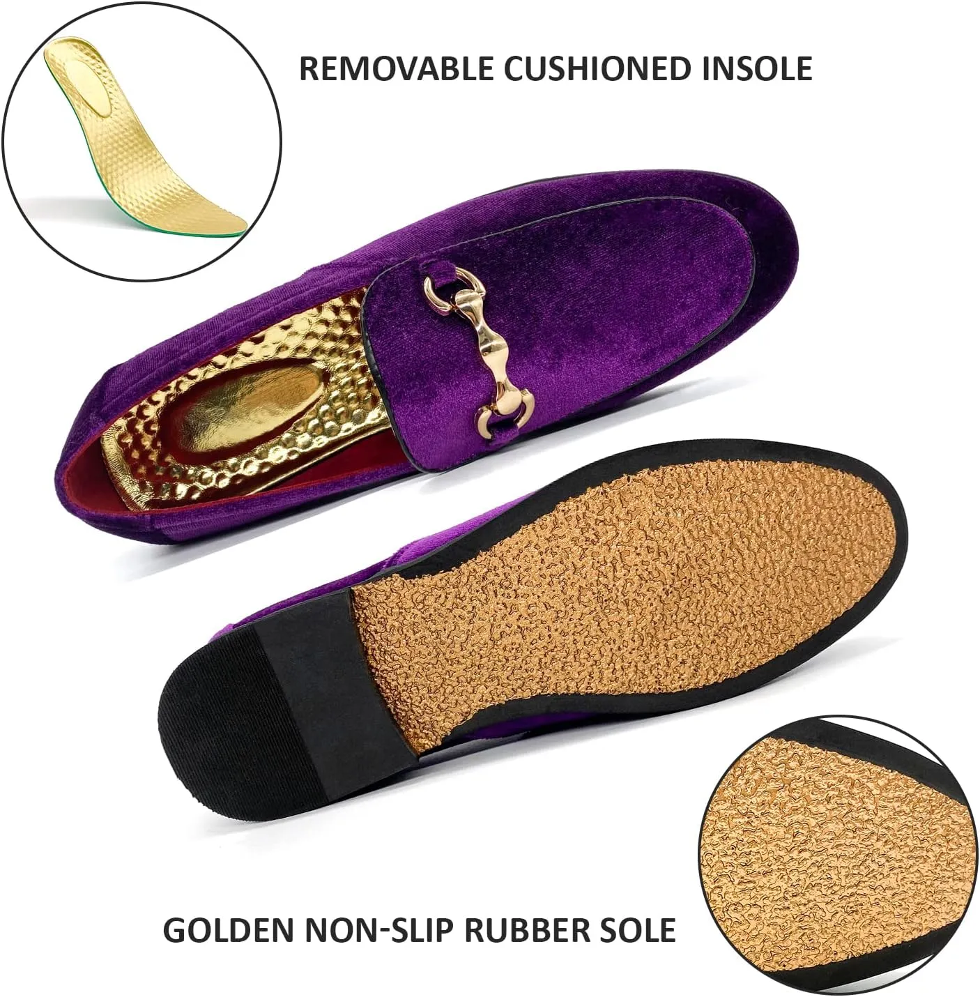 MHB Men's Multiple Colors Velvet Loafer Slip-on Tuxedo Dress Shoes Glitter Suede Smoking Slipper