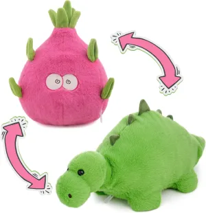 MIAODAM Reversible Dragon Fruit Dinosaur Plush Toys, Zip Flip Stuffed Animals, Cute Dinosaur Plushie in A Dragon Fruit, for Baby, Boys & Girls (30cm/11.8in)
