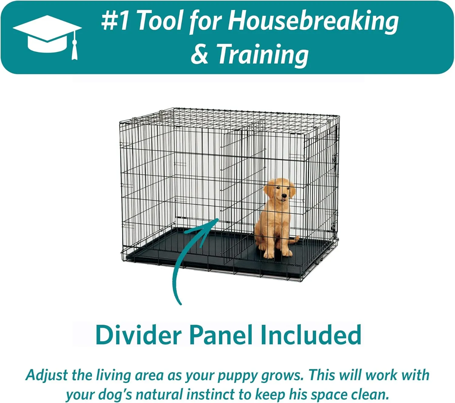 MidWest Homes for Pets Newly Enhanced Single & Double Door iCrate Dog Crate, Includes Leak-Proof Pan, Floor Protecting Feet, Divider Panel & New Patented Features