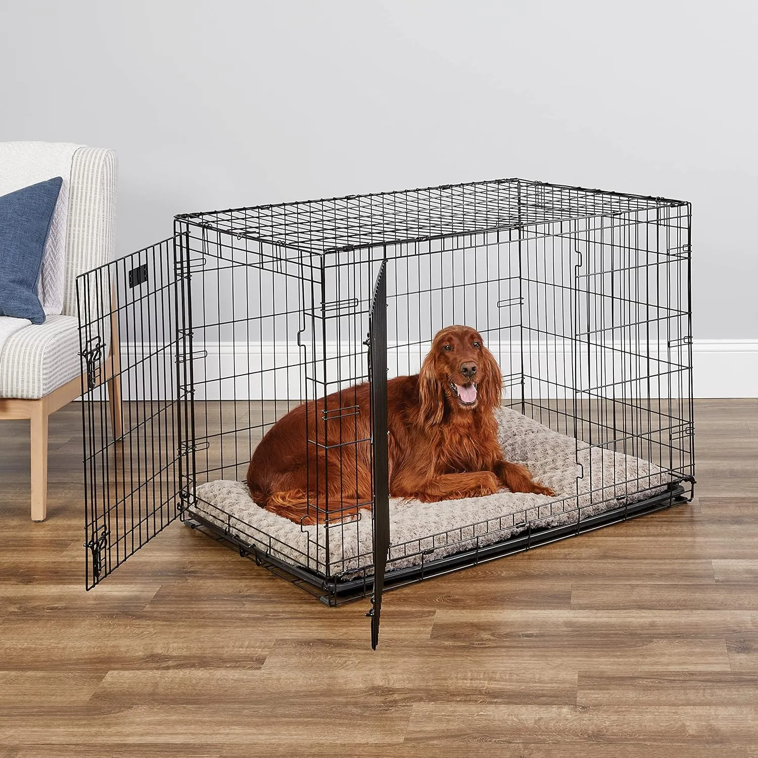 MidWest Homes for Pets Newly Enhanced Single & Double Door iCrate Dog Crate, Includes Leak-Proof Pan, Floor Protecting Feet, Divider Panel & New Patented Features