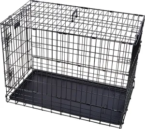 MidWest Homes for Pets Side-by-Side Double Door SUV Crate with Plastic Pan, 36-Inch by 21-Inch by 26-Inch