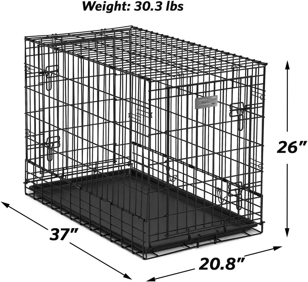 MidWest Homes for Pets Side-by-Side Double Door SUV Crate with Plastic Pan, 36-Inch by 21-Inch by 26-Inch