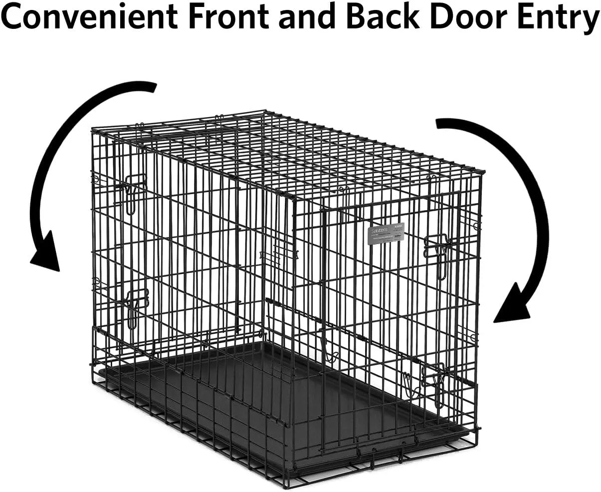 MidWest Homes for Pets Side-by-Side Double Door SUV Crate with Plastic Pan, 36-Inch by 21-Inch by 26-Inch