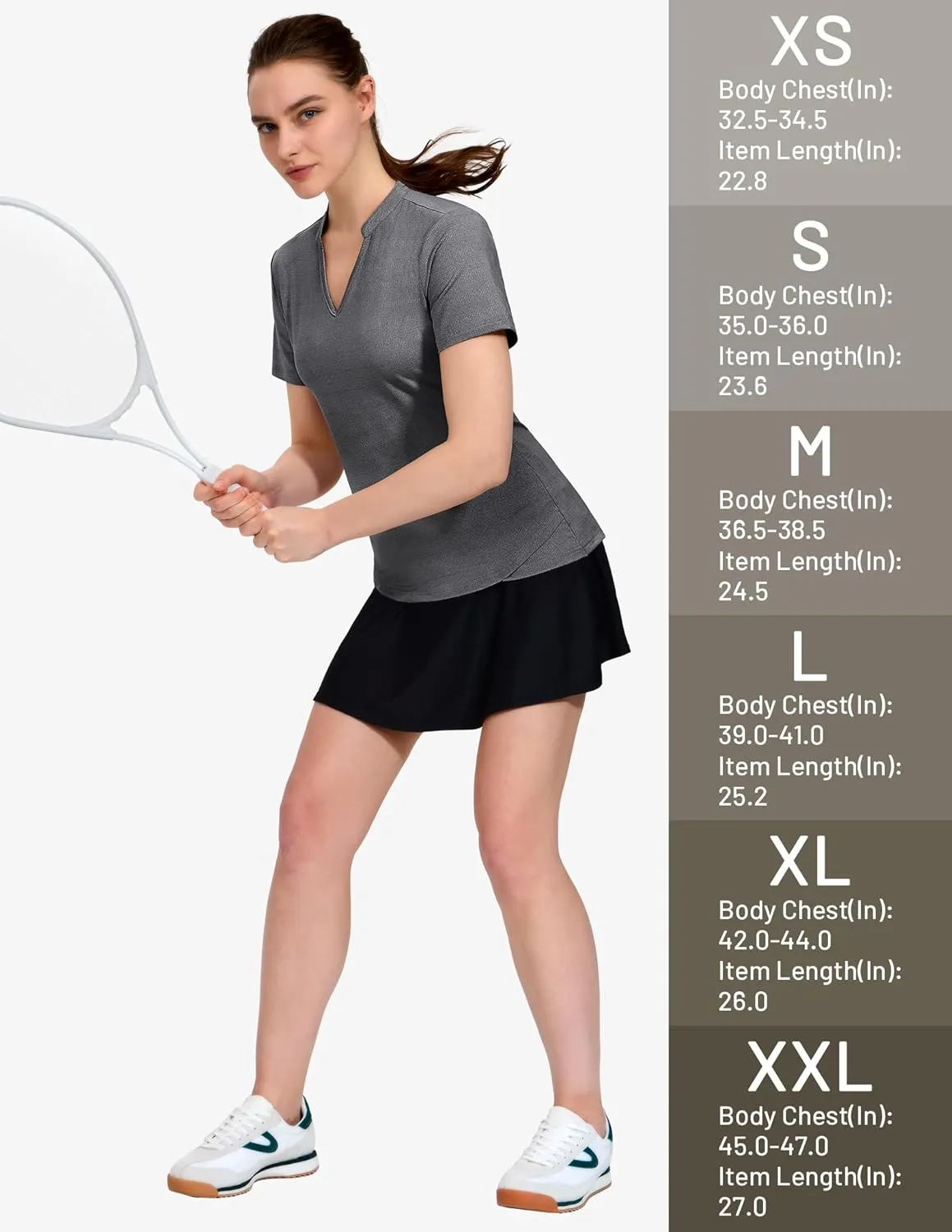 MIER Women's Golf Polo Shirts Collarless Short Sleeve Tennis Running T-Shirts V-Neck Cooling Summer Tee