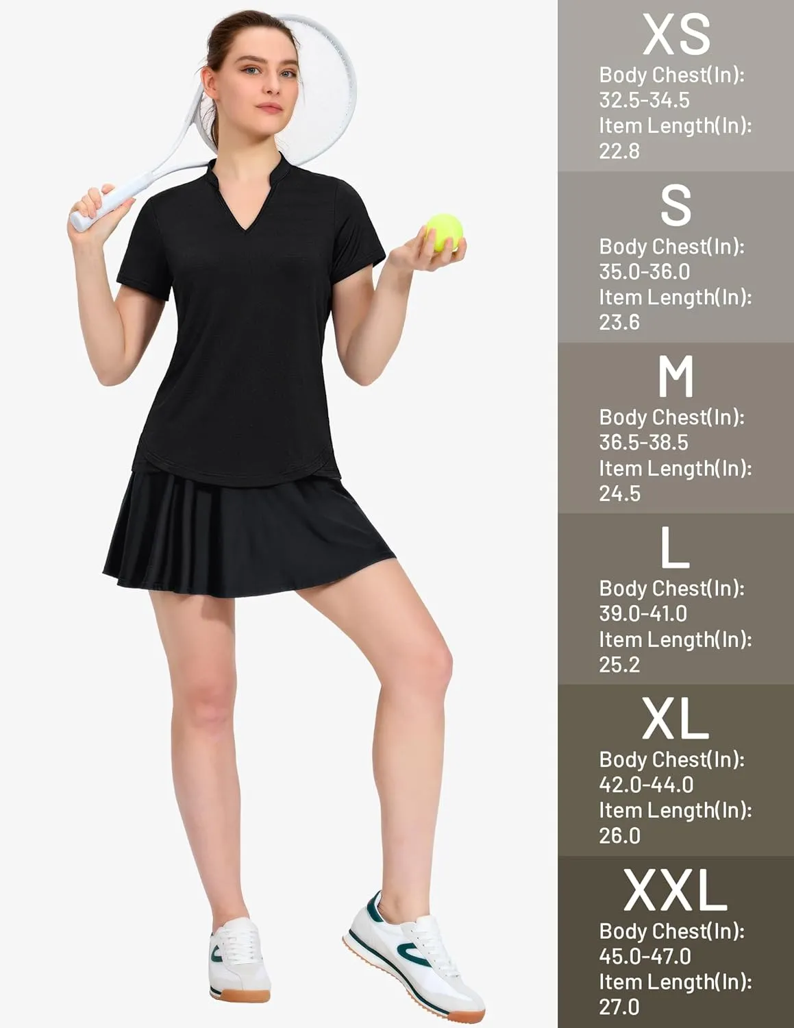MIER Women's Golf Polo Shirts Collarless Short Sleeve Tennis Running T-Shirts V-Neck Cooling Summer Tee