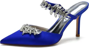 Minishion Shoes for Women Party Wedding Mary Jane Style Evening Prom Pumps Mule wtih Rhinestones BR011
