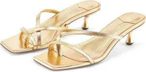 MIRAAZZURRA Flip Flop Kitten Heels Square Open Toe Thong Low Heels Strappy Slip On Slide Sandals Daily Party Shoes
