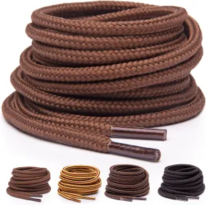 Miscly 3 Pairs Round Boot Laces Heavy Duty and Durable Shoelaces for Boots, Work Boots & Hiking Shoes