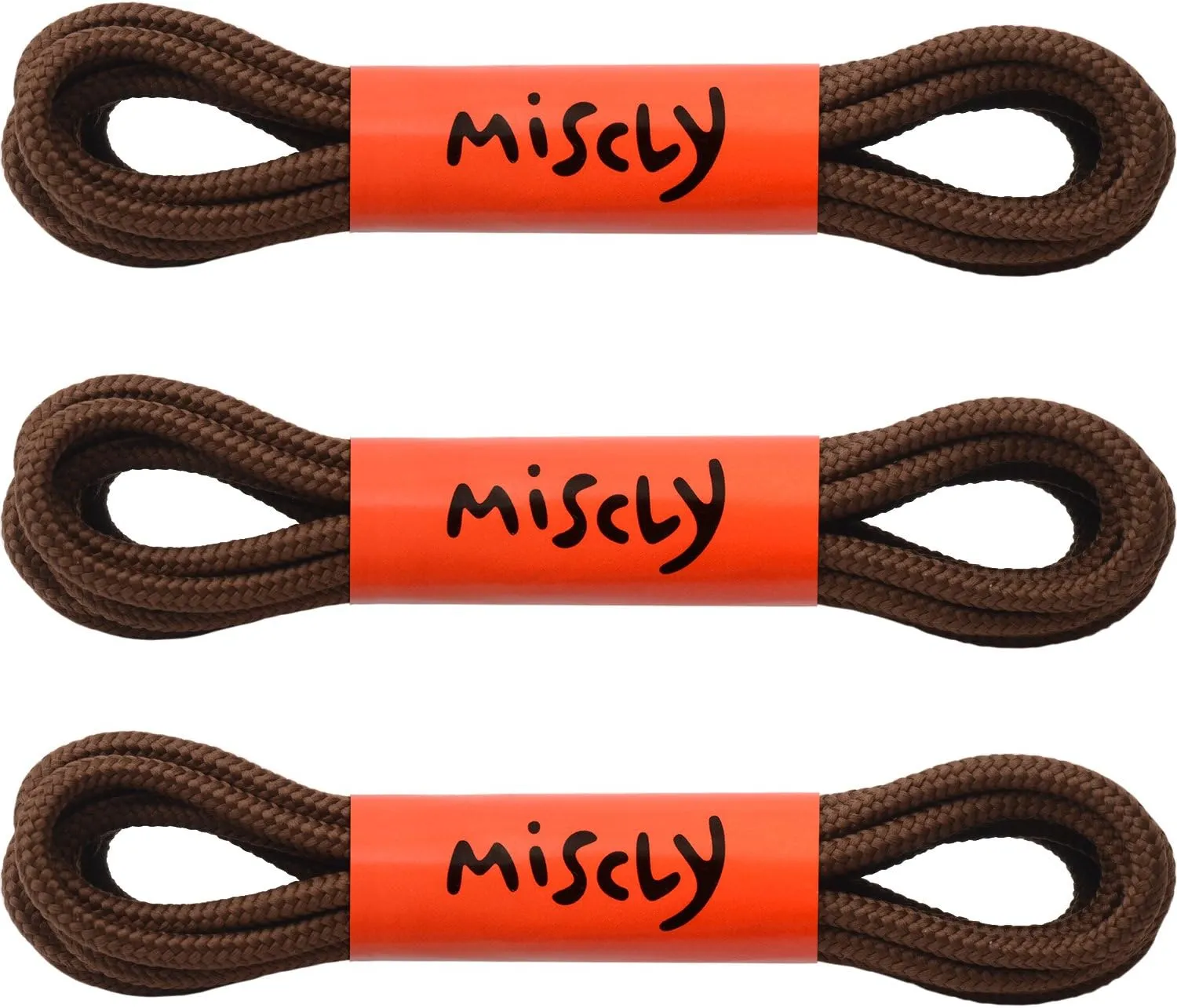 Miscly 3 Pairs Round Boot Laces Heavy Duty and Durable Shoelaces for Boots, Work Boots & Hiking Shoes