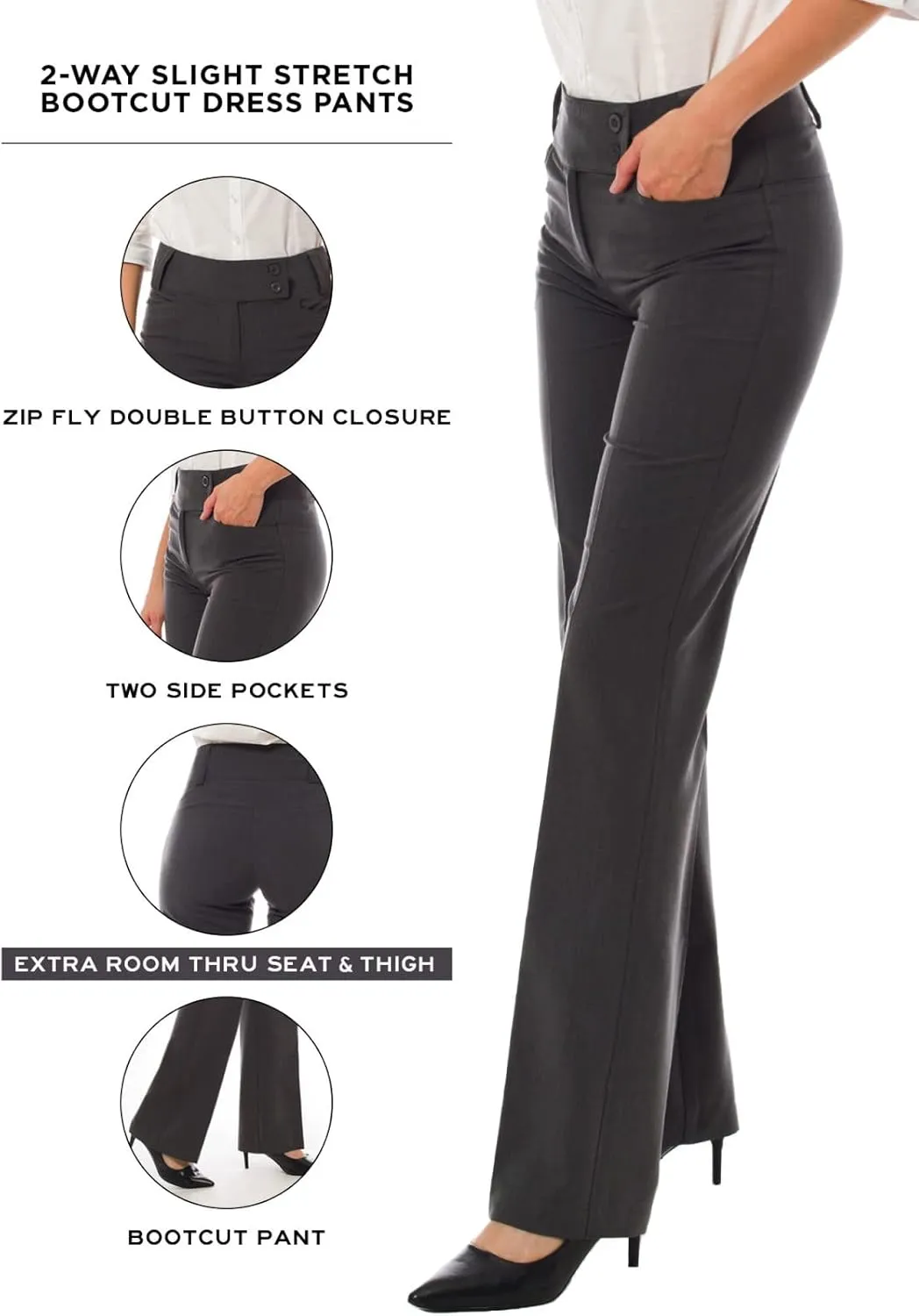 MixMatchy Women's Relaxed Bootcut Dress Pants Business Casual Work Pants Trousers Slacks