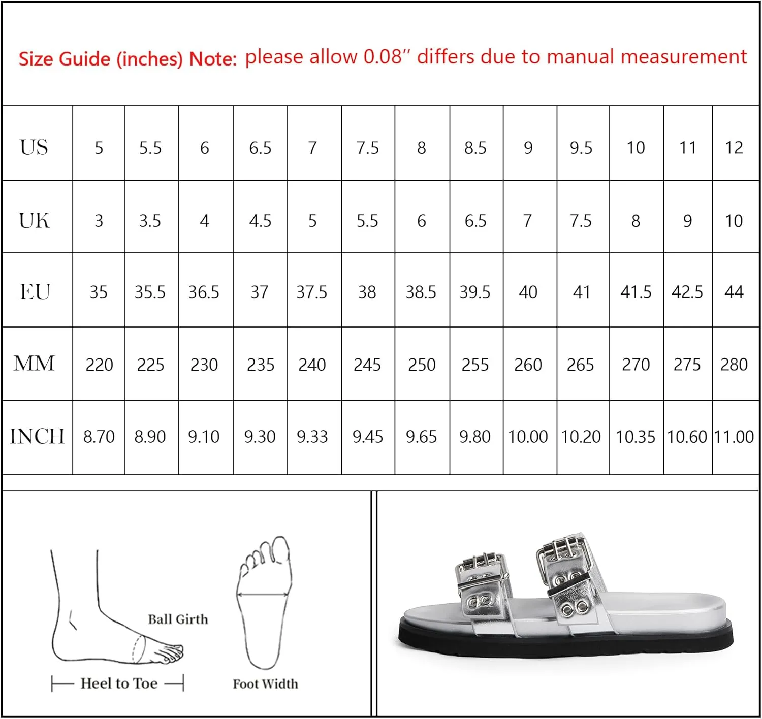 Modatope Womens Flat Sandals for Women Double Buckle Adjustable Slide Sandals Slip On Open Toe Platform Sandals