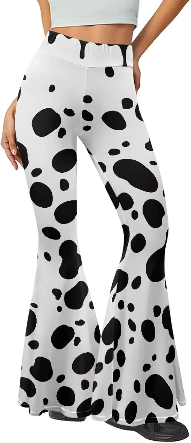 Modysero Womens Wide Leg Pants Fashion Graphic Flare Yoga Pants for Dancing Work Regular Slim Fit High Waist Tall Leg