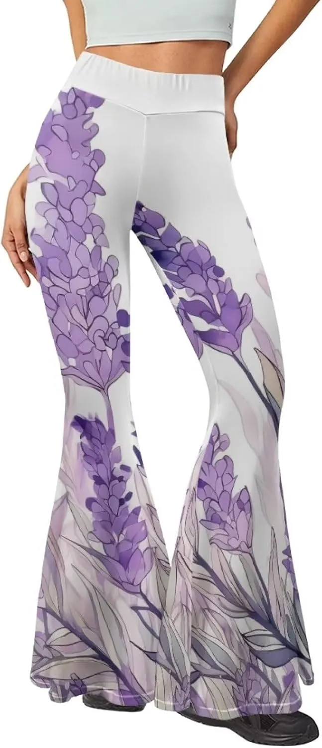 Modysero Womens Wide Leg Pants Fashion Graphic Flare Yoga Pants for Dancing Work Regular Slim Fit High Waist Tall Leg