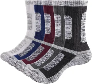 Moisture Wicking Casual Thick Cotton Socks Work Socks For Men, Anti-Odor Outdoor Hiking Athletic Cushioned Crew Socks