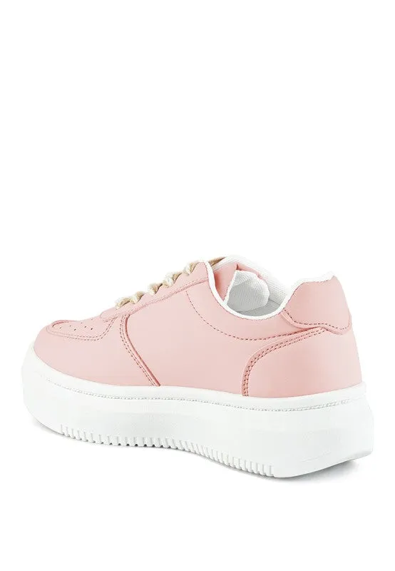 Monigue Faux Leather Cross Stitch Detail Sneakers