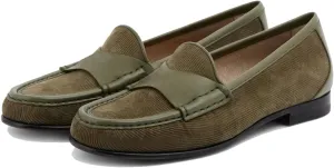 MOOMMO Women Low Chunky Heel Loafer Shoes Round Toe Slip On Dress Loafers Corduroy Low Heel Walking Loafers Flats Vintage Penny Loafers Comfort Office Shoes Classic 4-11 M US