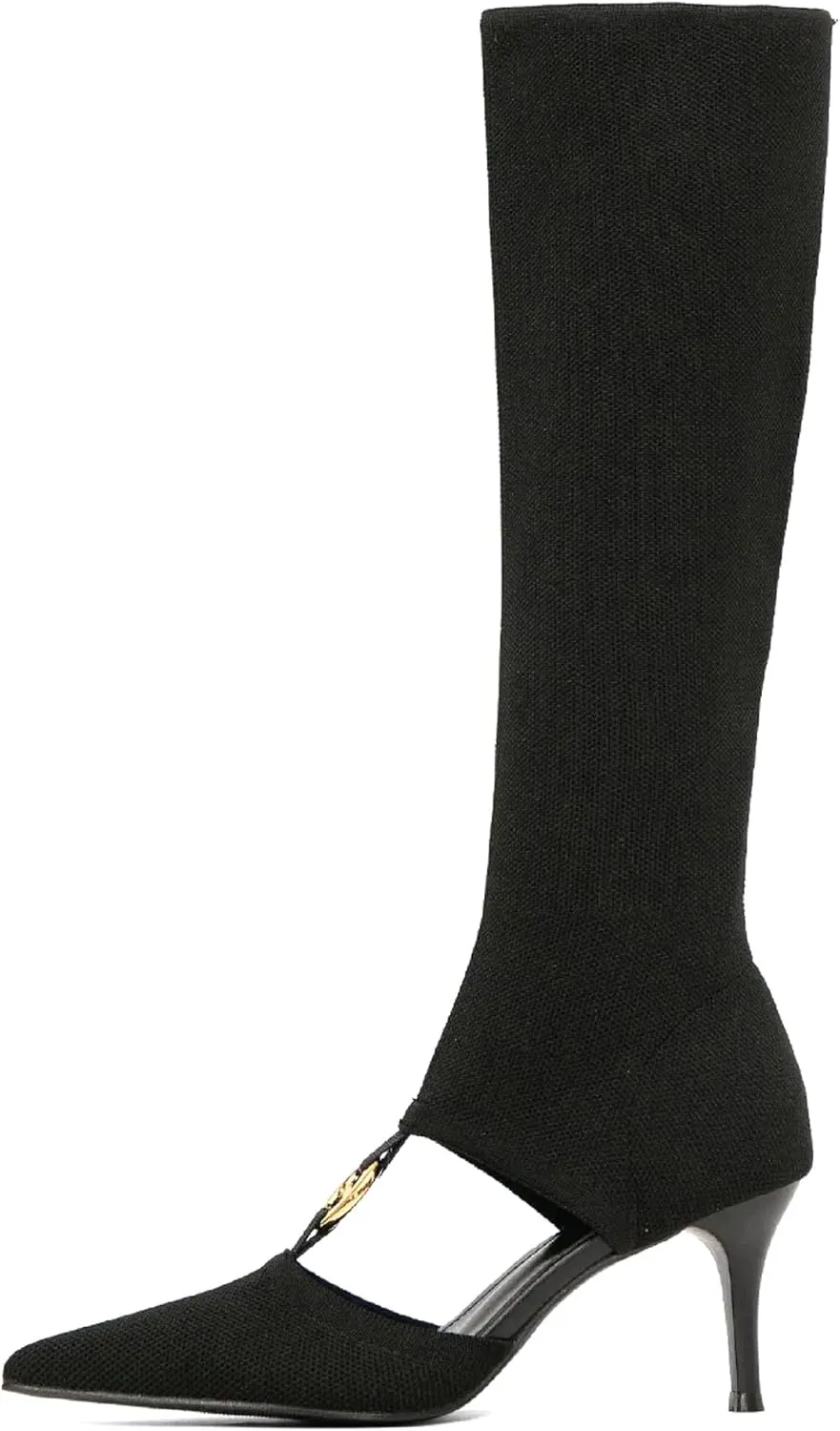 MOUSSE FIT Women's Pointed Toe stiletto Casual Breathable Sock High Boots