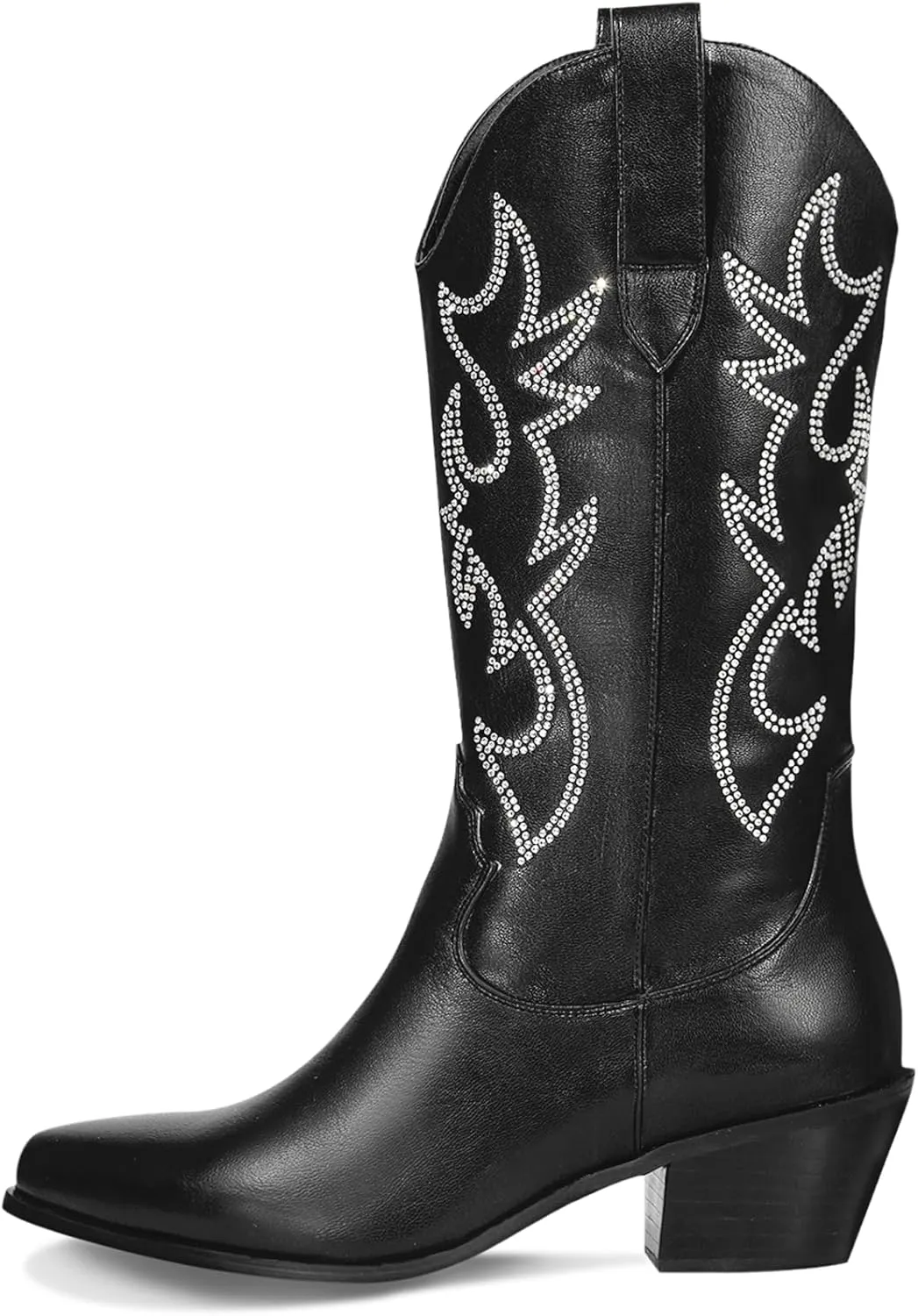MUCCCUTE Cowboy Boots for Women Cowgirl Boots Wide Calf Pointed Toe Embroidered Fashion Western Chunky Pull On