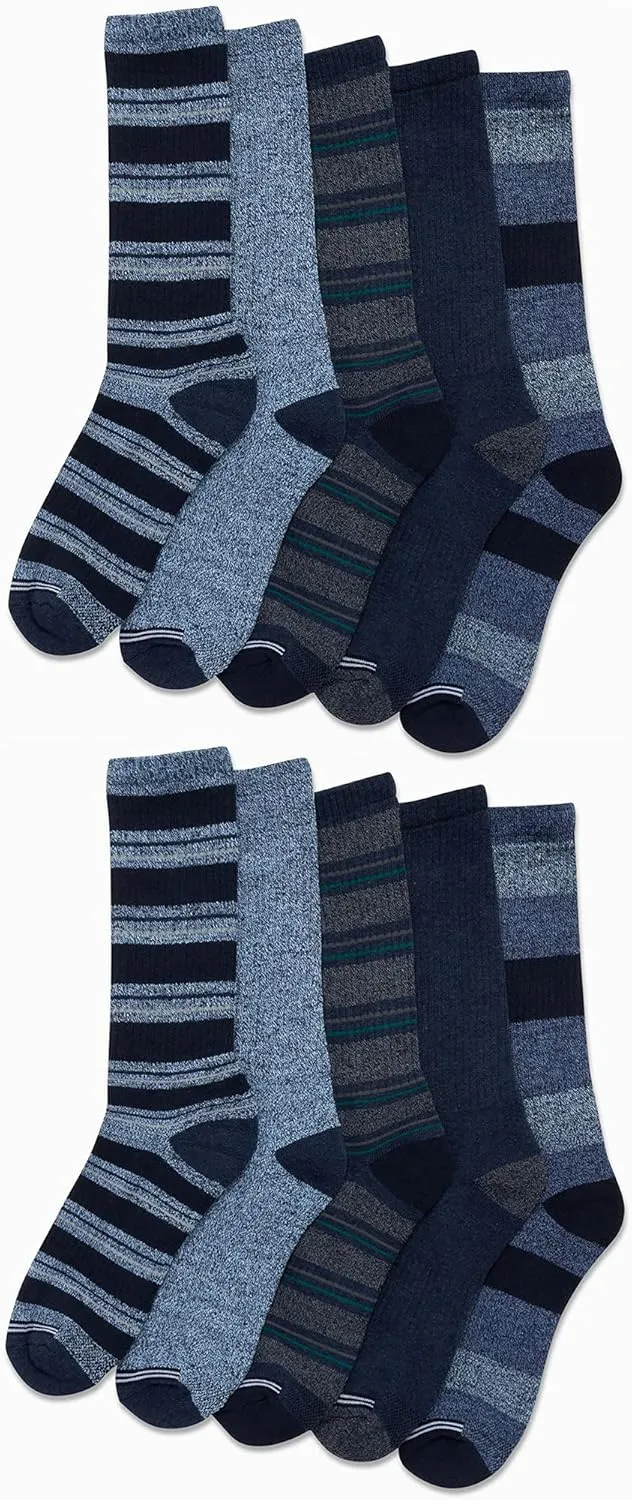 Nautica Mens Crew Socks - 10 Pack Breathable Moisture Wicking Cushioned Athletic Work and Dress Socks for Men (Sizes: 6-12.5)