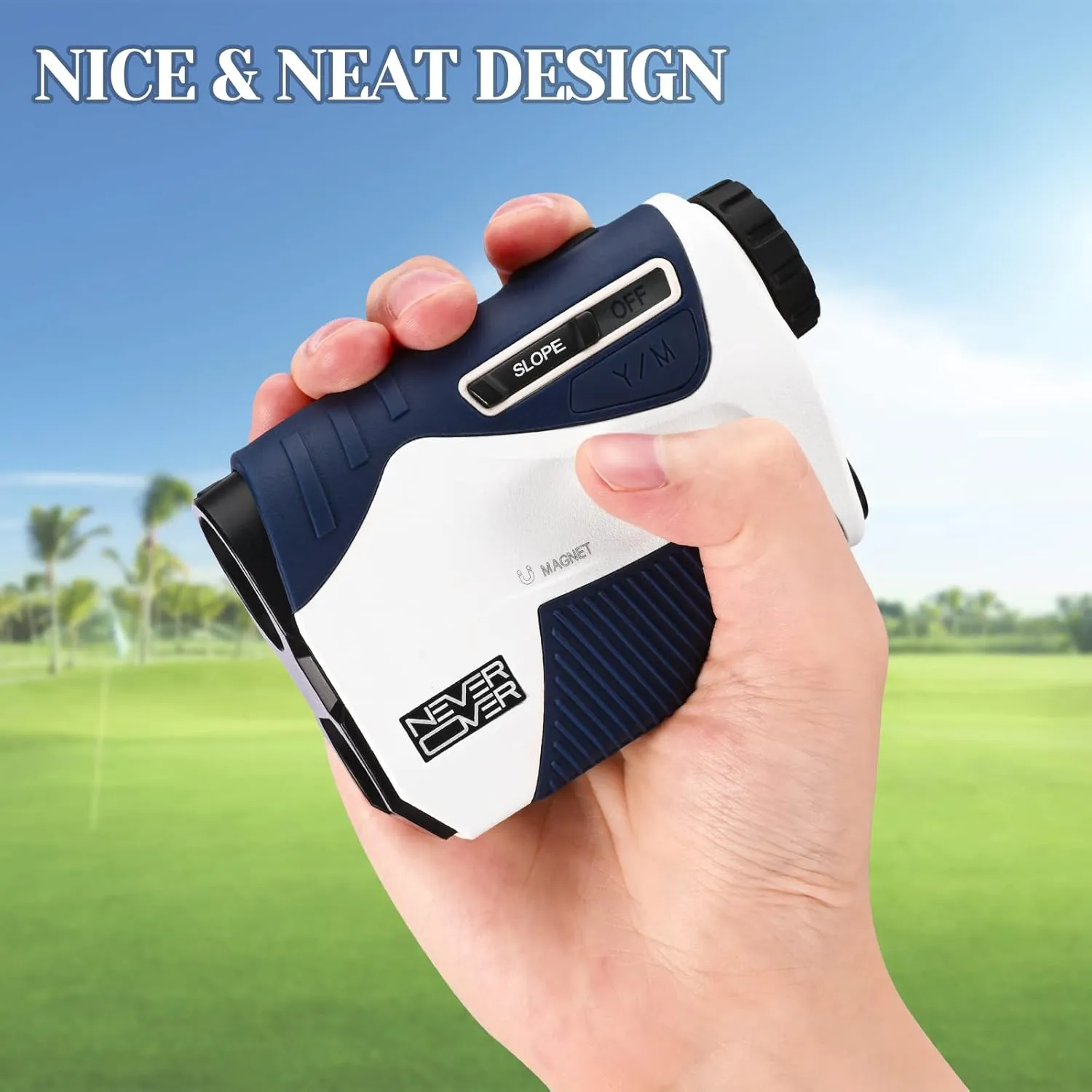 Never Over Range Finder Golfing with Vibe, Golf Range Finder with Magnet, 1200 Yard Accurate rangefinder Golf with Slope
