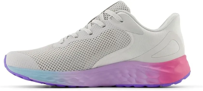 New Balance KIds Arishi Fresh Foam v4 Sneaker, GREY MATTER/MID CENTURY PINK/LILAC GLO, 6.5 XW Big Kid (8-12 Years)