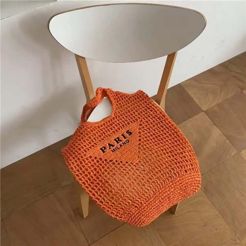 New Woven Bag, Straw Mesh Tote Bag, Beach, Shoulder Bag, Hobo Women, Foldable Large Capacity, for Holiday.
