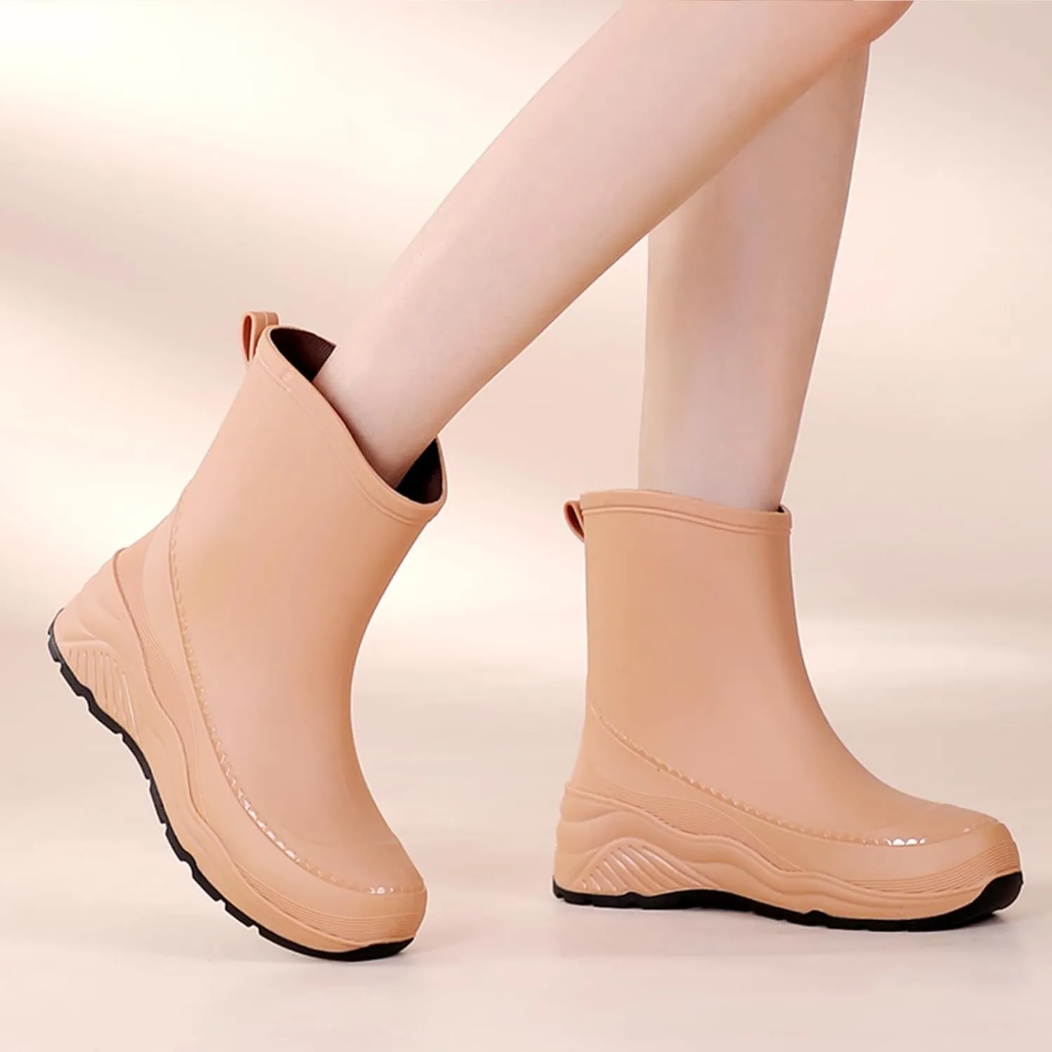 Nutropa Mid Calf Rain Boots for Women,Waterproof Garden Shoes Anti-Slip Rainboots,Outdoor Work Rain Shoes