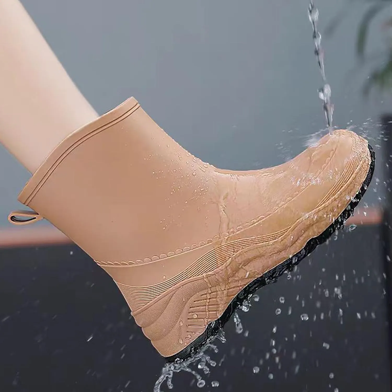 Nutropa Mid Calf Rain Boots for Women,Waterproof Garden Shoes Anti-Slip Rainboots,Outdoor Work Rain Shoes