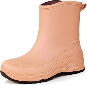 Nutropa Mid Calf Rain Boots for Women,Waterproof Garden Shoes Anti-Slip Rainboots,Outdoor Work Rain Shoes