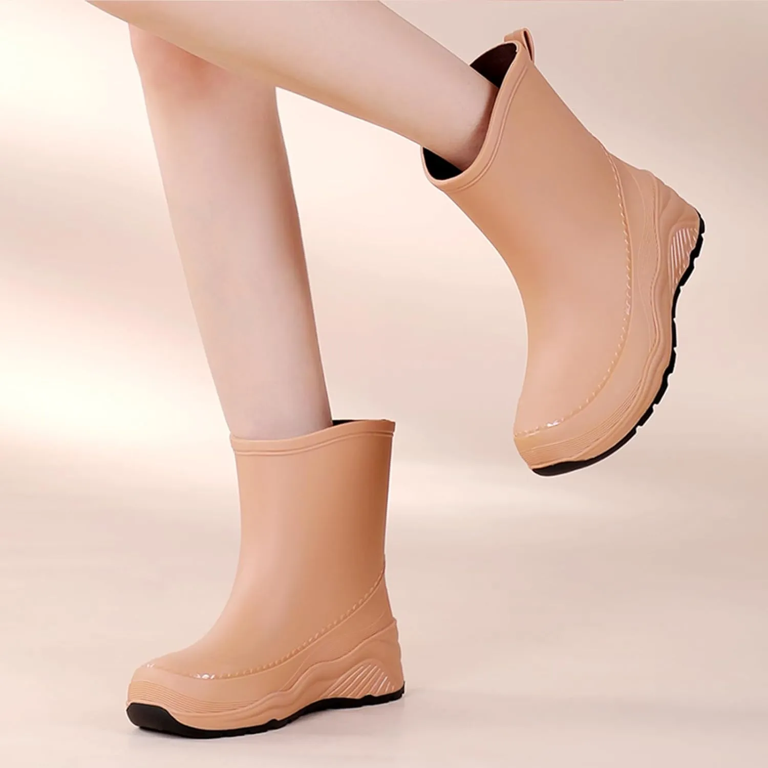 Nutropa Mid Calf Rain Boots for Women,Waterproof Garden Shoes Anti-Slip Rainboots,Outdoor Work Rain Shoes