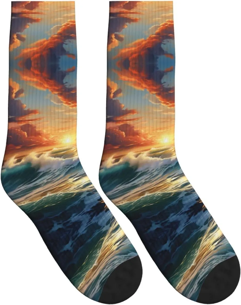 Ocean Sunset Scenery Athletic Casual Socks Performance Breathable Comfy Heavy Cushion Crew Socks For Women Men
