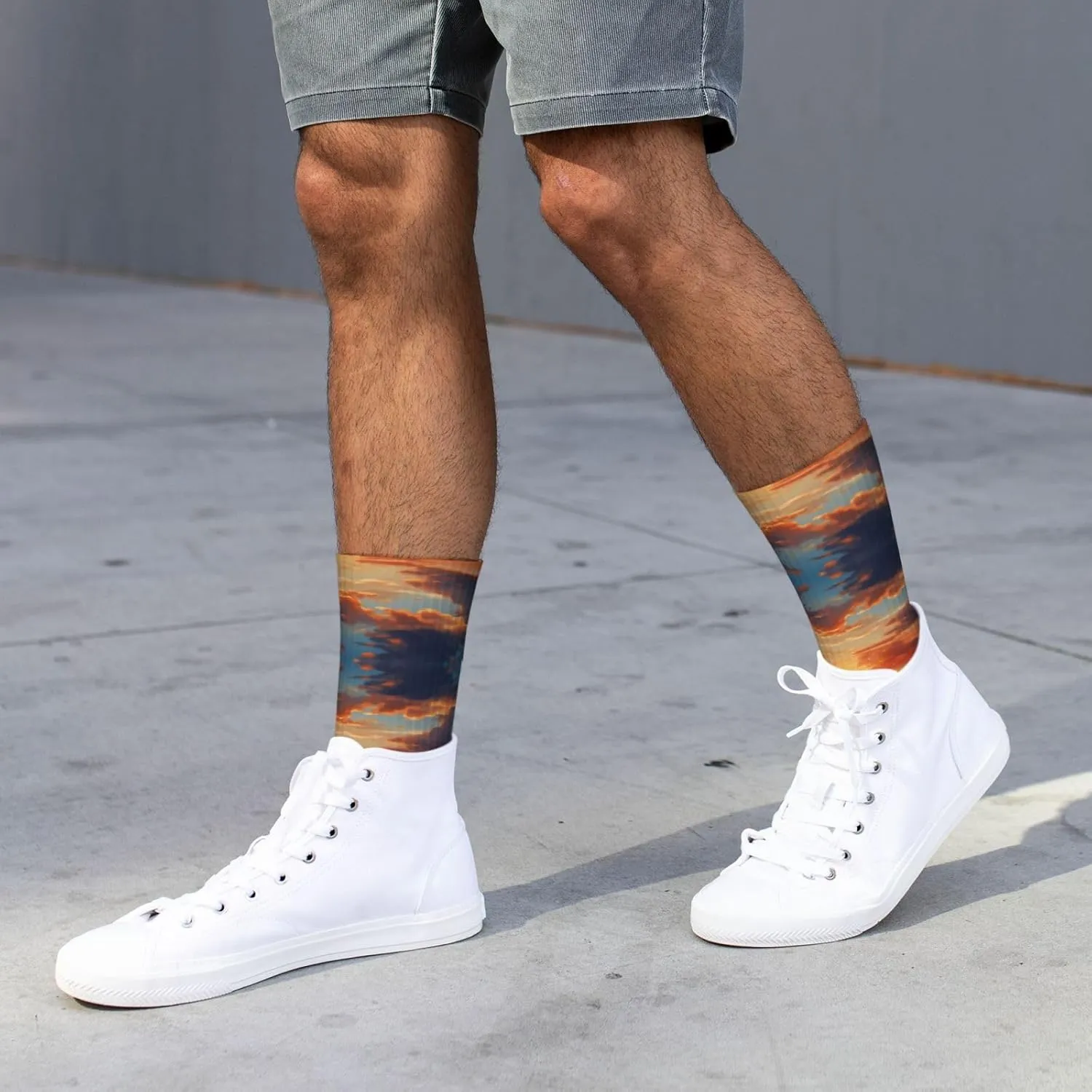 Ocean Sunset Scenery Athletic Casual Socks Performance Breathable Comfy Heavy Cushion Crew Socks For Women Men