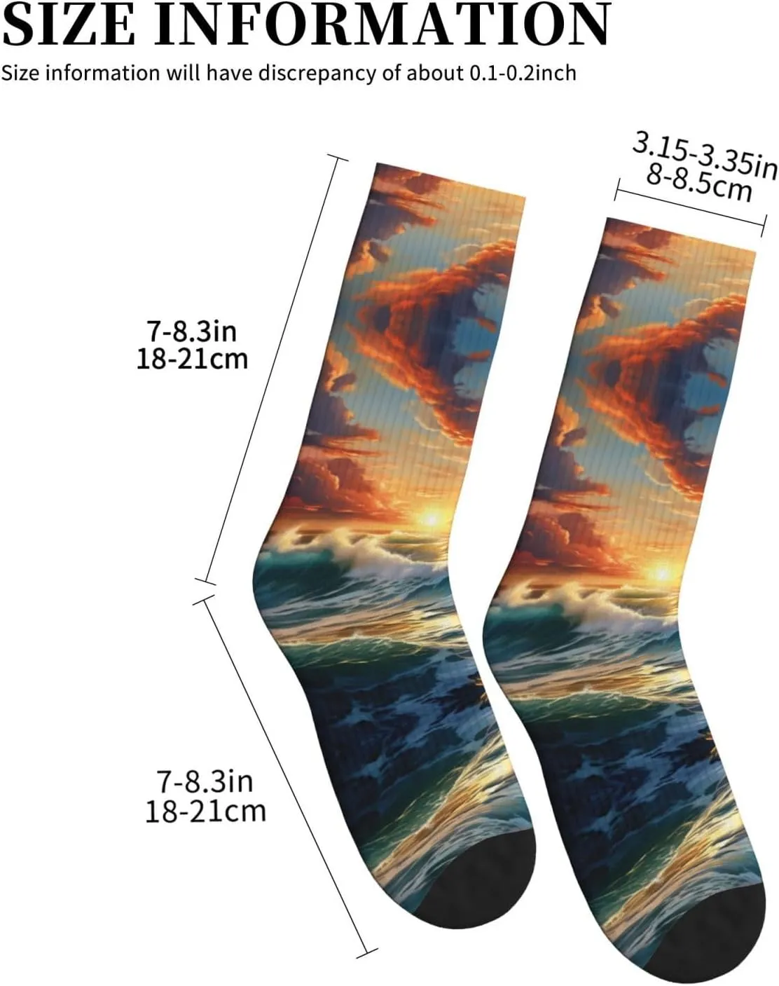 Ocean Sunset Scenery Athletic Casual Socks Performance Breathable Comfy Heavy Cushion Crew Socks For Women Men