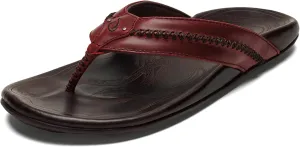 OLUKAI Mea Ola Men's Leather Beach Sandals, Soft & Durable Flip Flops, Arch Support & Comfort Fit, Enhanced Grip & Traction
